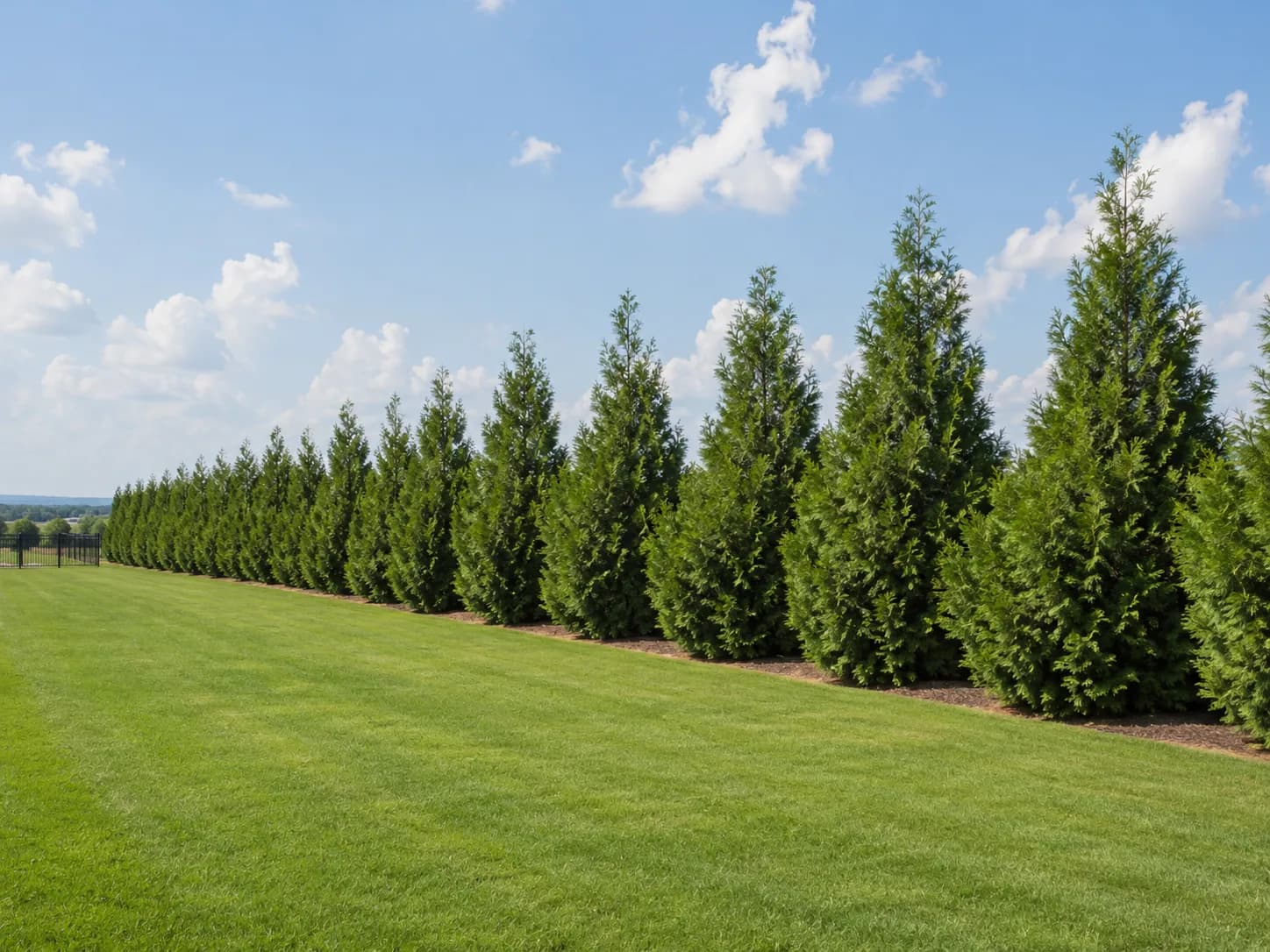 Acreage perimeter screen example โ long-run evergreen privacy along a Texas property boundary