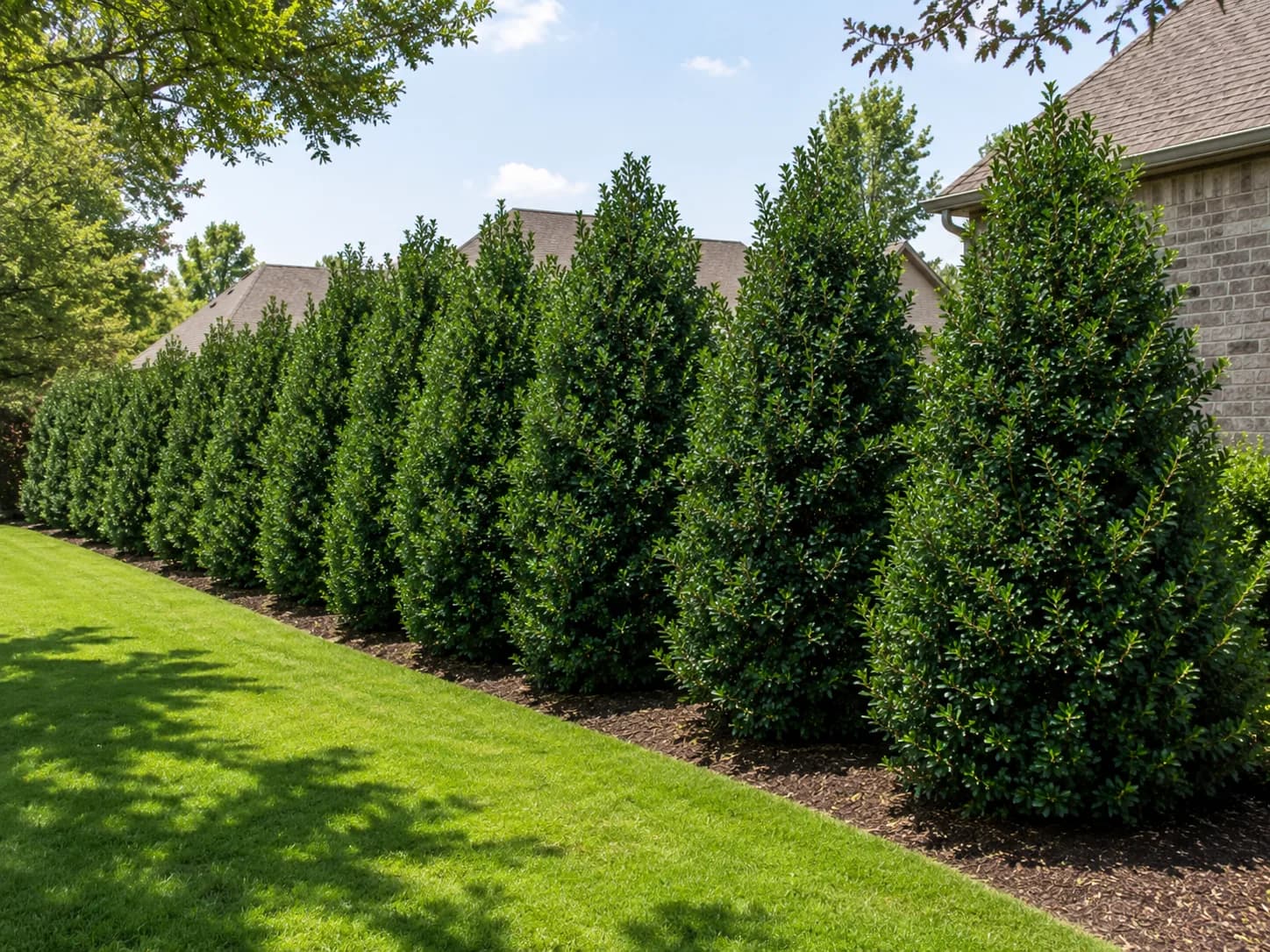 Nellie R. Stevens Holly privacy hedge line โ hedge screen planning example